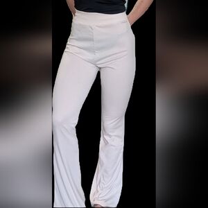 Cream High-Waisted Flares